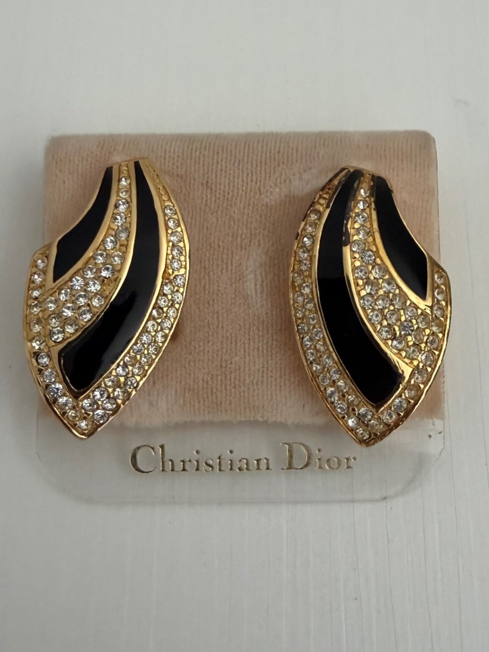 Dior Black & Crystal Clip-on Earrings